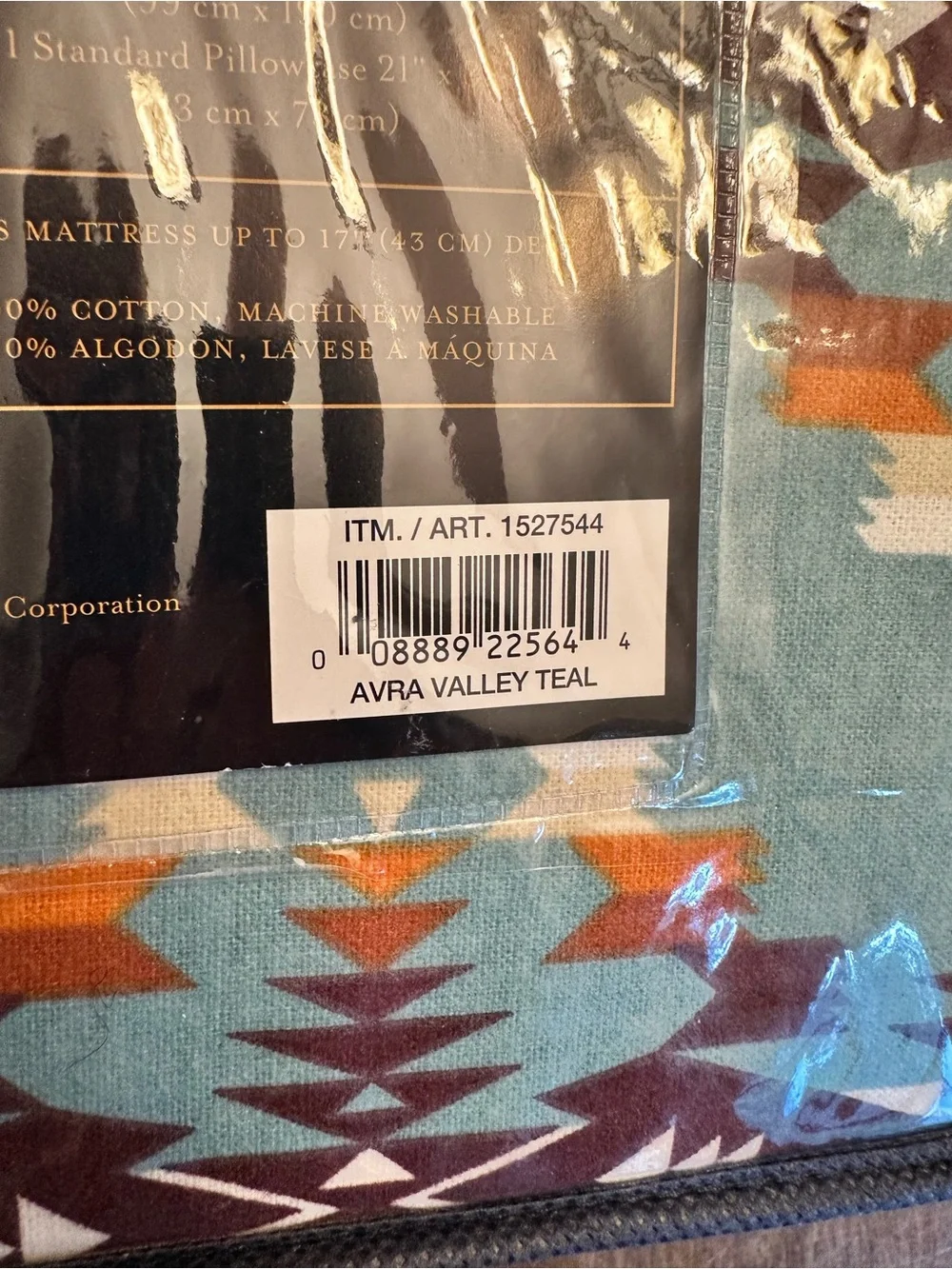 New Pendleton Twin 3 Piece Sheet Set Avra Valley Teal 100% Cotton